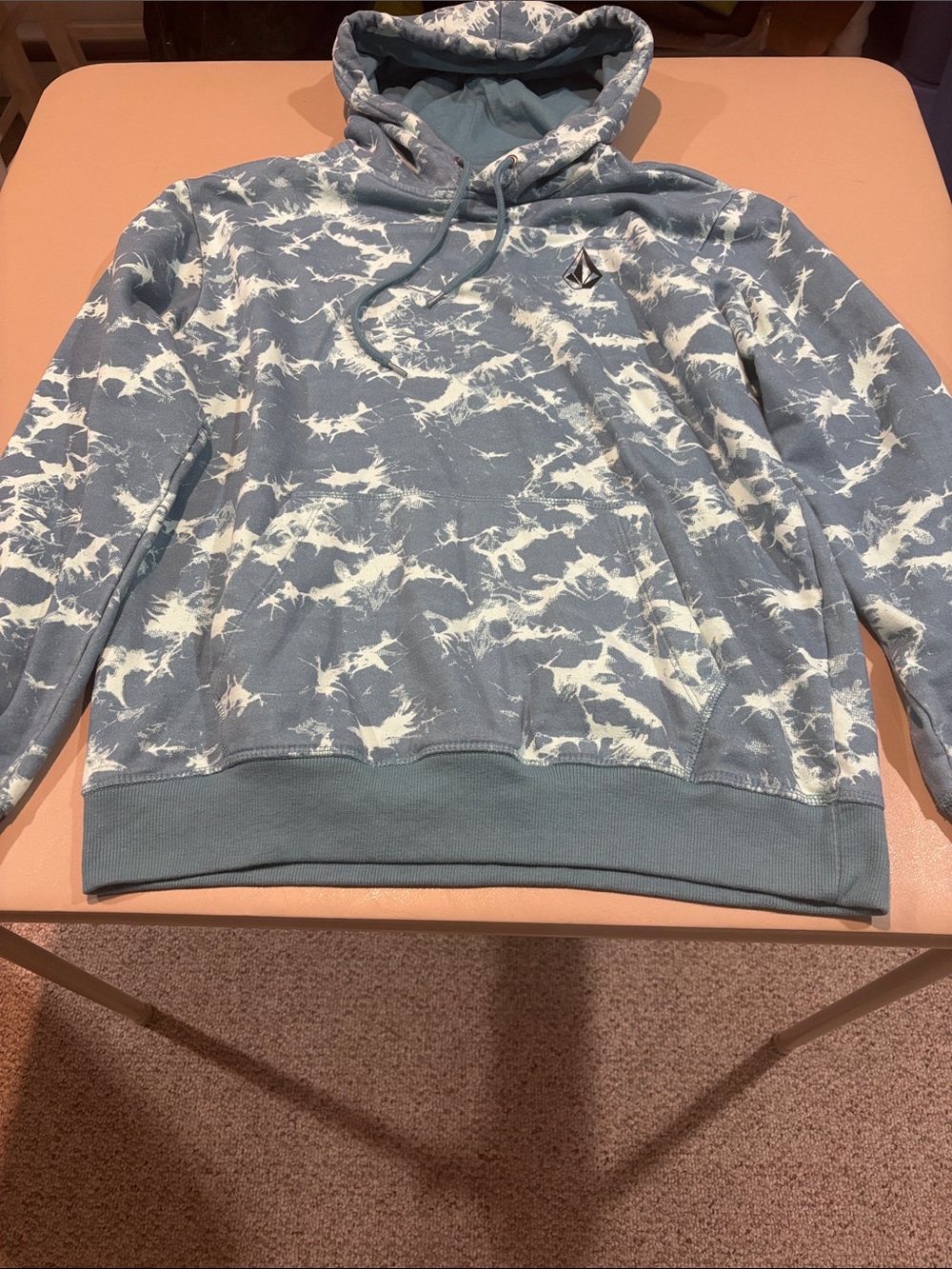 Volcom Light Blue & Teal Tie-Dye Hoodie Size L New Never Worn
